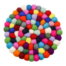 Tiardey Nepal Style Colourful Woolen Round Trivet Heat Resistant Matt for pots and Pans Prevent Kitchen Burns(20cm)