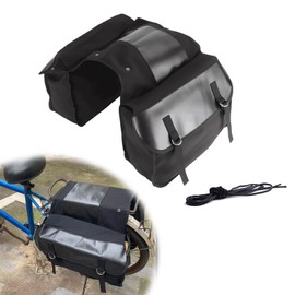 Ohleats Large Capacity Motorcycle Side Panniers, Durable & Foldable Canvas Two Side Saddlebags, Black