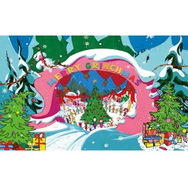 5.9X 3.6ft Merry Christmas Whoville Backdrop for Kids Snowy Mountain Christmas Party Photography Background Xmas Snow Winter Whoville Chistmas Banner Happy New Year Holiday Party Decoration
