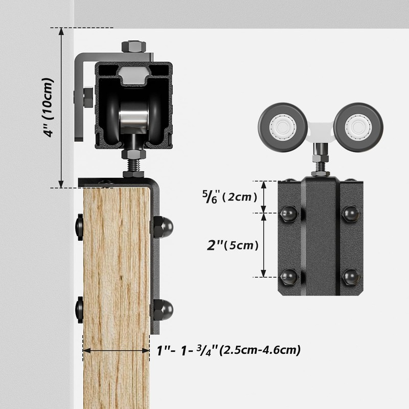 CCJH 8FT/96'' Box Rail Sliding Barn Door Hardware Kit Aluminium