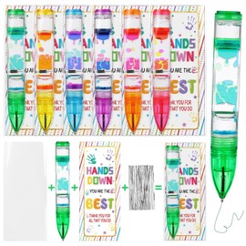 48 Pcs Liquid Motion Bubbler Pen Bulk Gifts Set Liquid Motion Pen with Inspirational Cards Gift Bags Colorful Timer Pens for Teacher Student Classroom Reward School Supplies Birthday Goodie Bag
