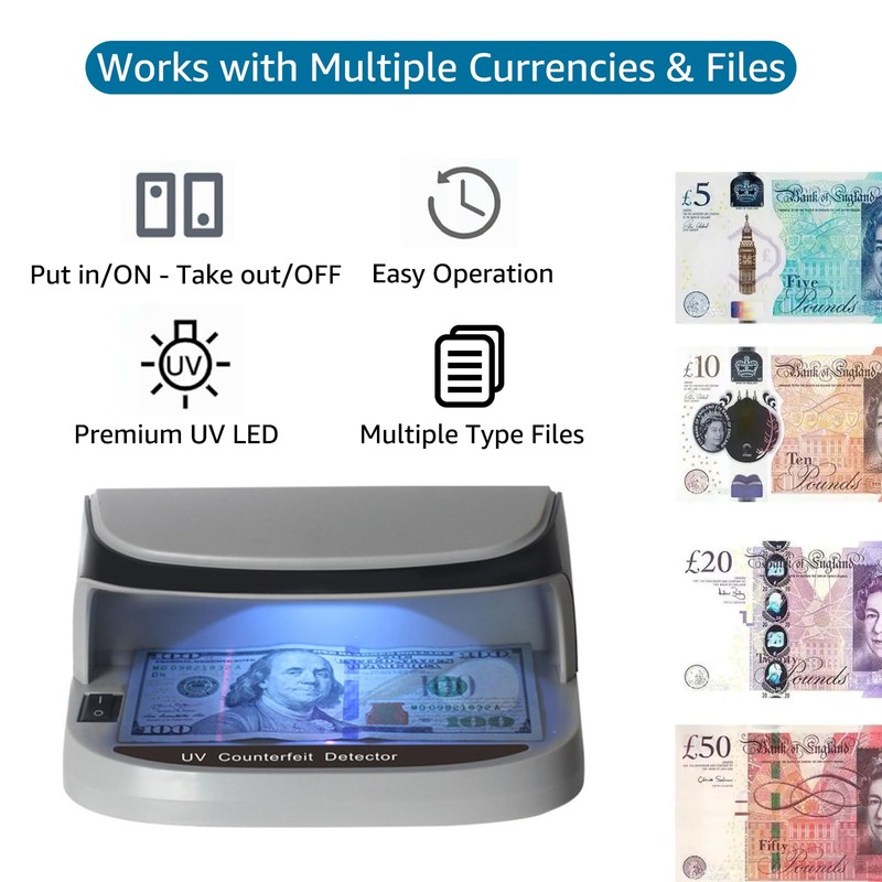 Note Checker - Counterfeit Money Detector UV LED Light Counterfeit