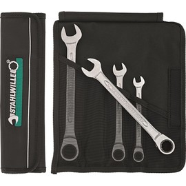 STAHLWILLE 17F/4 | Open-End Ratchet Wrench Set 4 Pieces 10-19 mm | in Robust Roll Bag