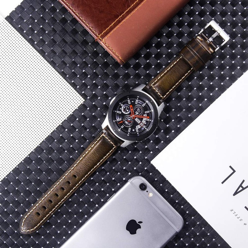 Berfine 24mm Quick Release Retro Leather Watch Band,Vintage Oil-tanned Pull-up