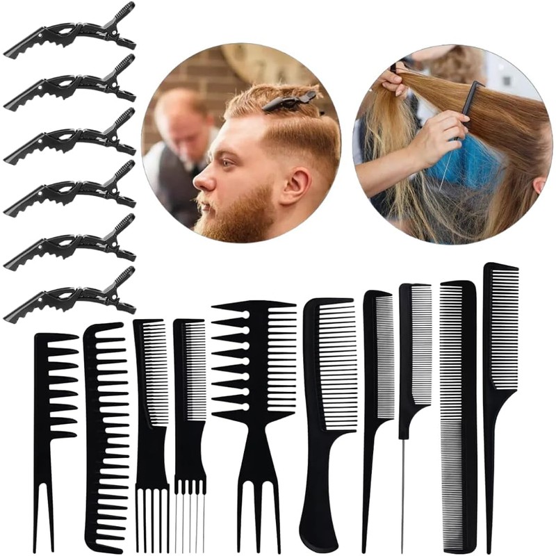 Kit 16 Cepillos Peines Cabello Peinado Peluquería Magic Clip De