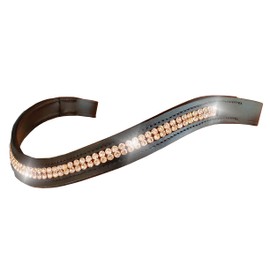 Hunters Saddlery Curved Leather Browbands for English Horses Bridles Sparkly Diamante Bling Crystals (Black, Cob)