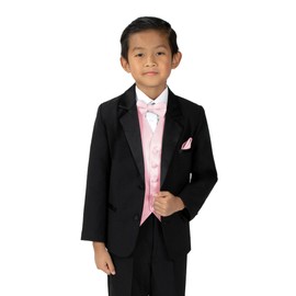 Spring Notion Chaleco de esmoquin de satén para niño de 4 piezas, Rosado Blush, 8