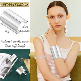 MOZAKA 8Pcs Wide Cuff Bangle Bracelet Set for Women Open Thin Thread Wire Grooved Arm Cuff Upper Arm Band Bracelets Adjustable Wrist Jewelry Set