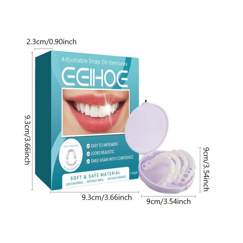 EELHOE Snap On Veneers Dentures Fake Teeth Set, Temporary Veneers