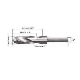 sourcing map 21 mm Drill Bit Straight Shaft Shaft 1/2 Inch HSS 4241 Silver Tone