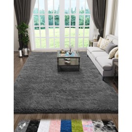 Ophanie Rugs for Living Room Grey, Fluffy Shag Large Fuzzy Plush Soft Area Rug, 5x8 Gray Shaggy Carpets for Bedroom, Kids Boys Girls Dorm Nursery Home Decor Aesthetic