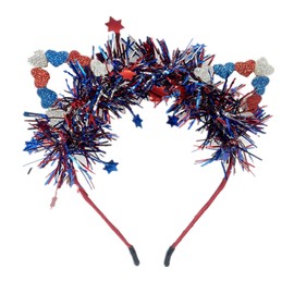 AVMBC 4th of July Headband Independence Day Hairband Head Accessories Fringe Heart Hair Patriotic Head Wear Gifts Head Bands for Fourth of July Hair Supplies
