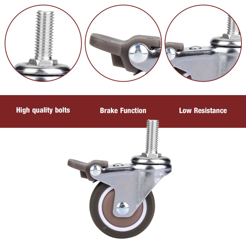 4pcs 2in Universal TPE Rubber Caster Wheel for Medical Equipment