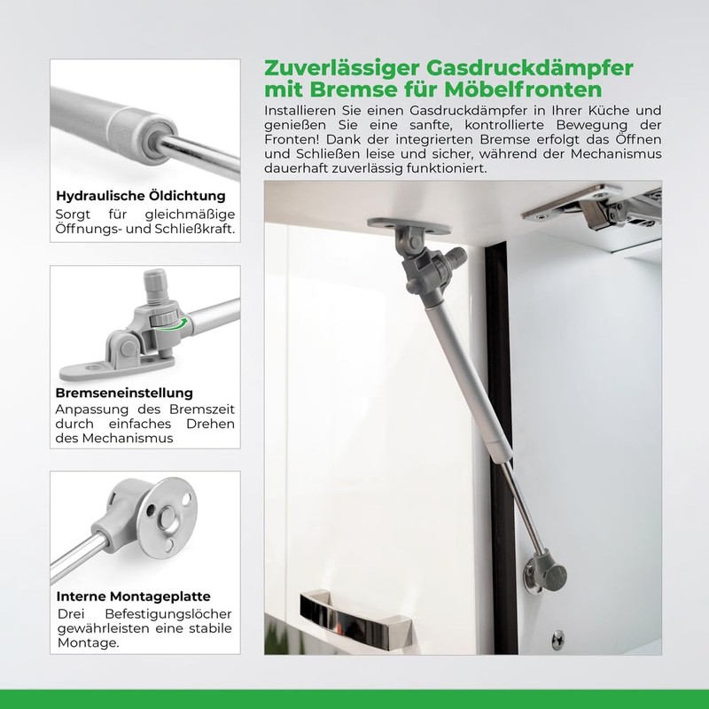 ATM® Gas pressure damper with brake for furniture and flap