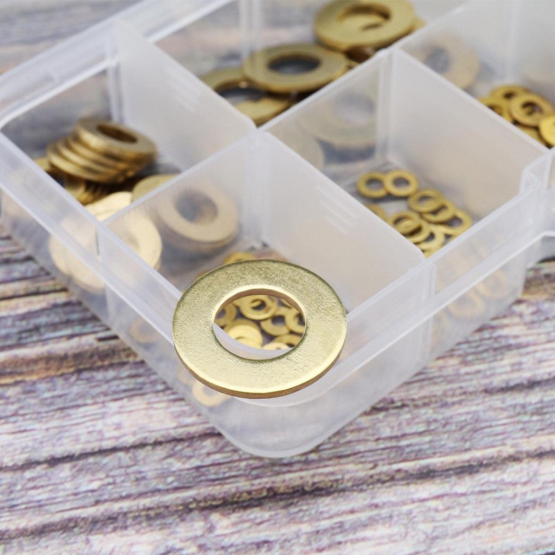 ECSiNG 180PCS Brass Flat Washer Assortment Set 8 Sizes M2