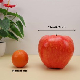 Gresorth 1pc Artificial Large Size Light Red Apple Fake Fruit Simulation Decoration for Home Kitchen Table Party Christmas Display - 16 cm