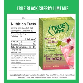 True Lime Black Cherry Limeade Drink Mix, 10-Count (Pack of 12)