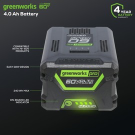Greenworks 60V 4.0AH High Current (HC) Battery | Provides Fade-Free Power for Maximum Performance | Compatible with 75+ 60V Greenworks Tools