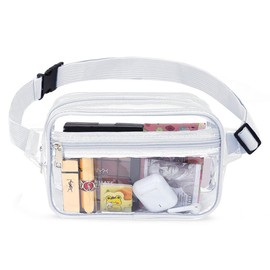 Clear Purses for Women Stadium, Fanny Pack Clear Bag Belt Bag Clear Stadium Bag, Clear Bag Stadium Approved Crossbody Bags for Women Trendy (White)