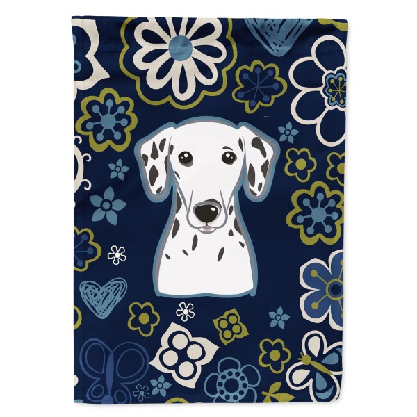 Blue Flowers Dalmatian Flag Garden Size BB5061GF