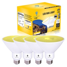 4 Pack PAR38 Amber Yellow LED Bug Light Bulb Outdoor LED Flood Light Bulb 17W 170 Watt Equivalent Dimmable Waterproof E26 Bug LED Yellow Light Bulbs Warm Bug-Free Lighting for Home Insect Repellent