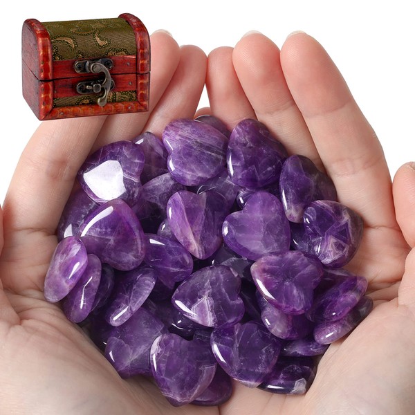 MAIBAOTA Amethyst Crystals Heart Healing Crystal Stones Love Crystal Stones Bulk Natural Reiki Real Gemstones Crystal Gifts for Mothers Day 15 Pcs