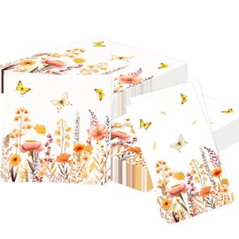 40 PCS Fall Wildflower Party Supplies Floral Napkins Thanksgiving Table Decorations Fall Autumn Harvest Baby Shower Birthday Wedding Bridal Shower Party Supplies