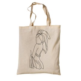 tradercat Jute Bag Printed Vintage 100% Cotton, Fabric Bag Printed, One Line Art Woman Silhouette, Jute Bag Aesthetic as a Fashionable Accessory Jute Bag Sayings (Woman Shower Towel), beige