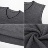 PaulJones Men's Knitted Vest Wool Sleeveless with V-Neck Elegant, darkgray