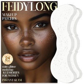 FeidyLong Glitter Freckles, 24 PCS Sliver Face Glitter Makeup Accessories, Face Glitter Tattoos Makeup Patches for Women, Fake Freckles for Festival Rave