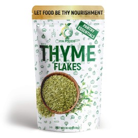 Iya Foods Thyme Flakes 1.10 oz Pack, Made from 100% Thyme Leaves. Thyme Leaf is a well-rounded herb that contains an earthy and sweet flavor