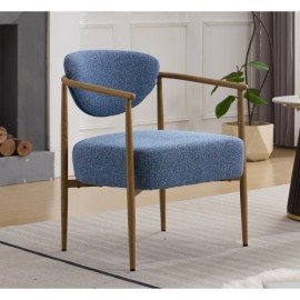 Blue Fabric Cover Dining Room Chair Living Room Chair Bedroom Chair Woven Fabric with Foam Backcolor: Blue + Fabric+Metal + Foam, size: 24.80*24.80*29.10inch