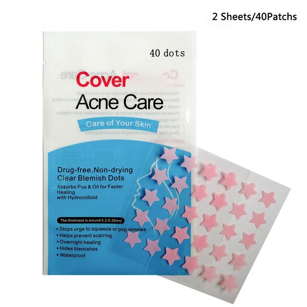 AGRCARE Acne Pimple Patch , Hydrocolloid Absorbing Patch Clear Acne Stickers (2 Sheets/40Patchs)