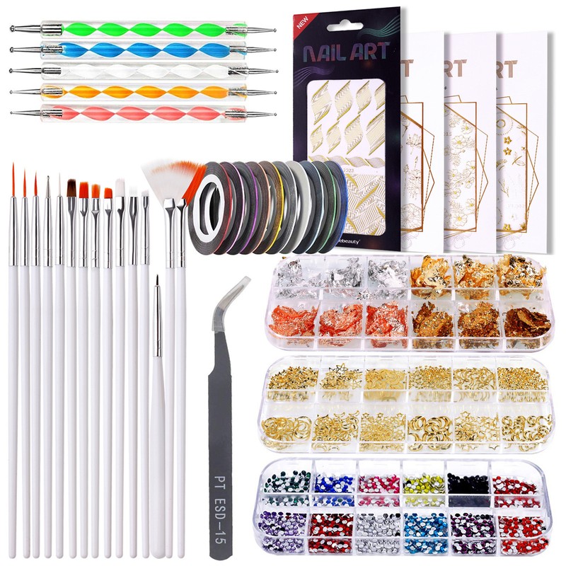 Nail Art Kit Professional Brush Decoration Thread Stamping Sticker Nail