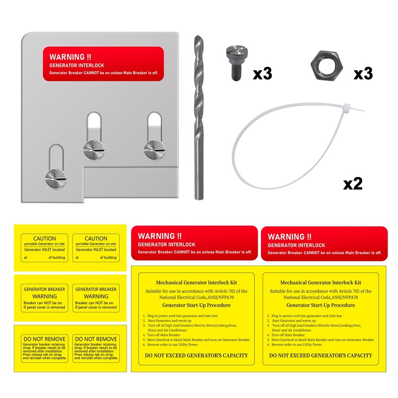 Generator Interlock Kit Compatible with Square D QO or Homeline