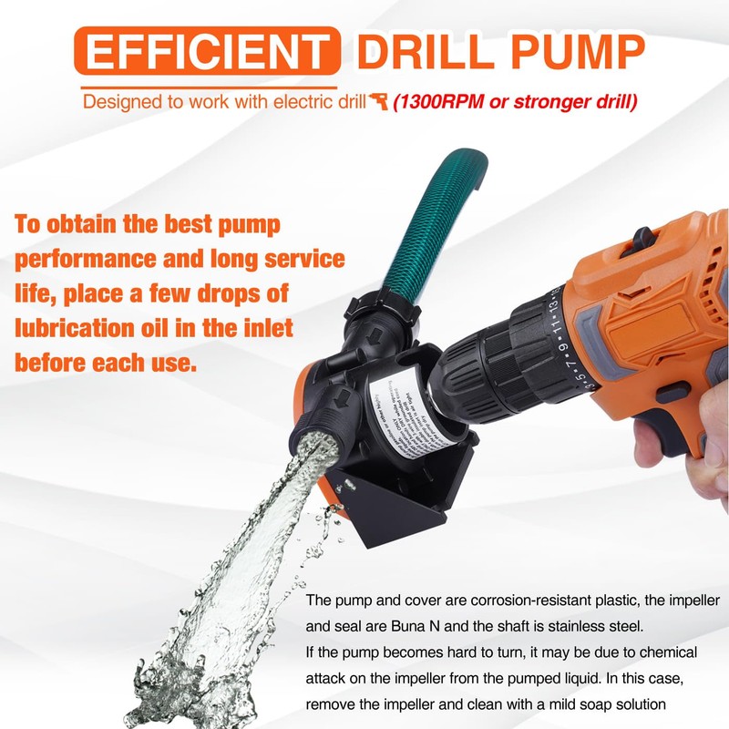 TOPWAY Self Priming Water Drill Pump Attachment with Suction and