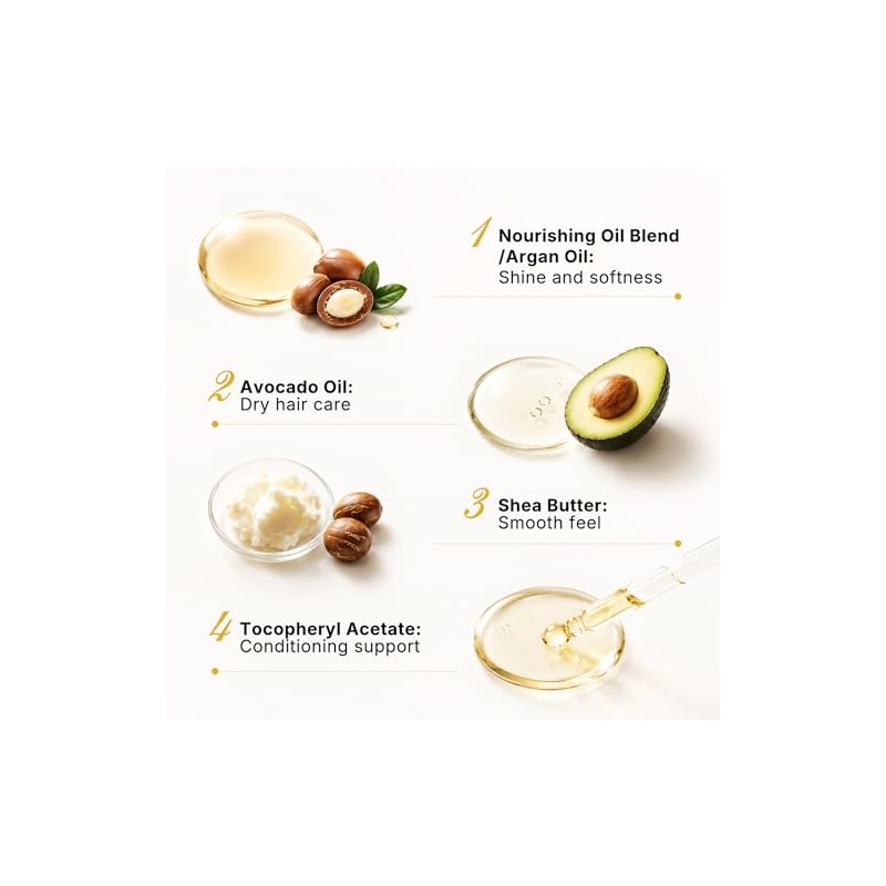 Karseell Aceite de Nuez Marroquí para Cabello, Presión Fría, 1.69