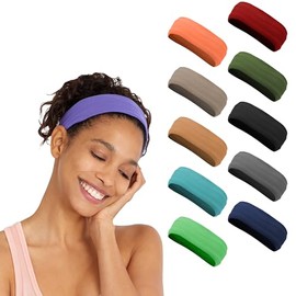 Diademas de entrenamiento, paquete de 10, bandas de sudor para mujeres, hombres, niñas y niños, bandas antideslizantes para yoga, correr, fitness, ban
