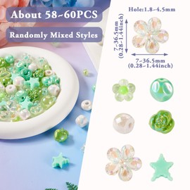 58Pcs Acrylic Assorted Beads Pink Pastel Heart Flower Bow Bear Candy Beads Bulk Cute Aesthetic Beads Loose Plastic Beads Kandi Beads for Bracelet Necklace Keychain Phone Lanyard Crafts