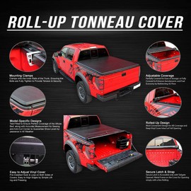DNA Motoring TTC-RU-001 Soft Vinyl Roll-Up Tonneau Cover Compatible with 04-14 F150 5.5Ft Fleetside Bed