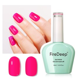 Firedeep 16ml Gel Nail Polish,Sheer Neon Pink Color Soak Off UV LED Nail Gel Polish Spring Summer Manicure Nail Salon DIY at Home 1Pcs