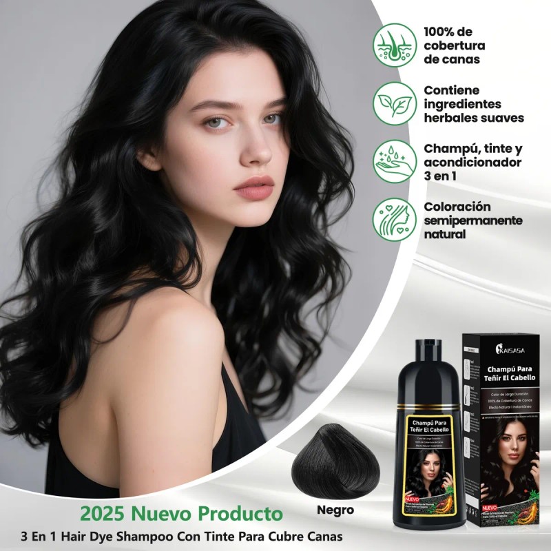 Shampoo Con Tinte Para Cubre Canas Extracto Ginseng Jengibre