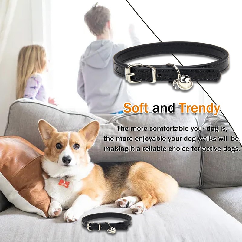 Cat Collar, Kitten Collar with Bell, Adjustable Leather Collars for