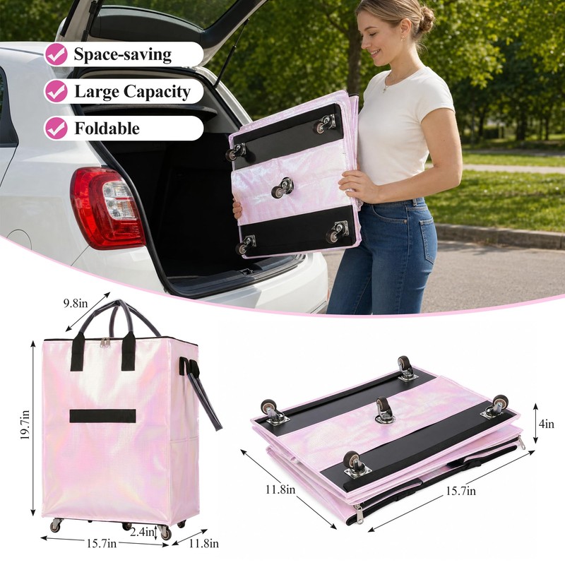 CIBOTIES Reusable Grocery Bag on 5 Wheels, Rolling Shopping Bags