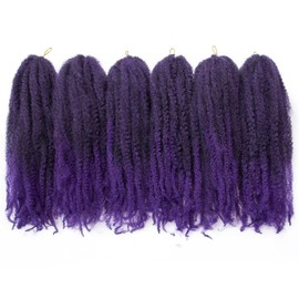 BYKSVIOC Afro Kinky Twist Crochet Hair Braids Marley Braid Hair 18inch Purple Cuban Twist Braiding Hair (1b/purple, 18inch)