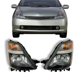 Silscvtt Headlights Assembly Replacement for Toyota Prius 2006-2009 Black Housing Reflector Headlamp Driver and Passenger Side 8117047160 8113047160