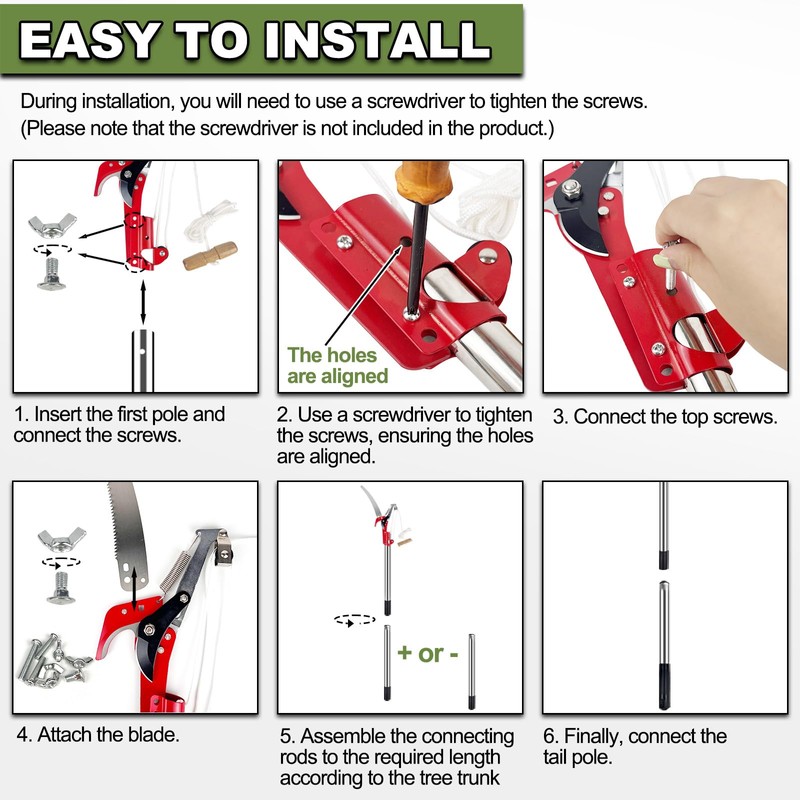 13ft Pole Saws for Tree Trimming, Lightweight Stainless Steel Tree