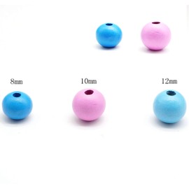 Feelairy Colourful Wooden Beads, Pack of 400 Round Wooden Beads for Threading, 10 mm, Craft Beads, Pastel Beads, Mixed Colour with Hole for DIY Bracelets, Jewellery, Crafts