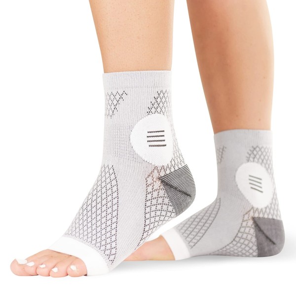 BraceAbility Neuropathy Socks for Women and Men - Toeless Compression Foot Neuropathy Socks, Peripheral Neuropathy Socks, Diabetic Neuropathy Socks, Arthritis Socks (XL - Gray)