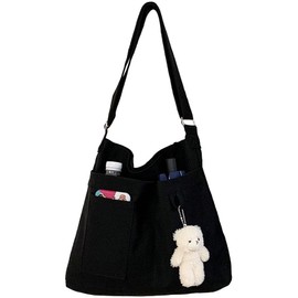 HAN-LBG Canvas Tote Bag with Zip, Women's Hobo Bags with Pockets, Ladies Casual Crossbody Bag Canvas Beach Bags for Daily School Work